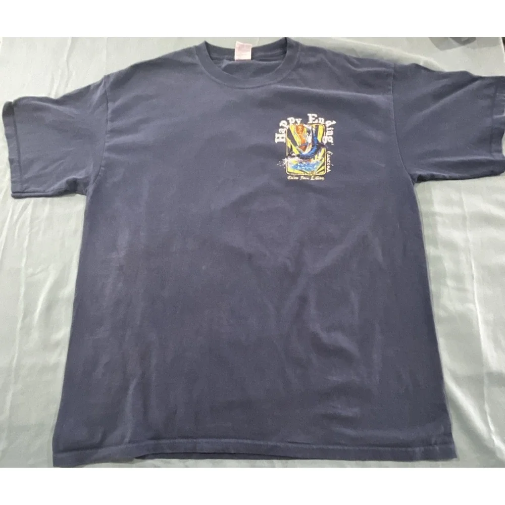 Yazbek Navy Blue Fishing Graphic Men's Crew Neck Short‎ Sleeve T-Shirt Size XL